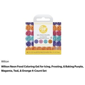 Wilton Gel Food Colors,4 Colors/box, Lot of 2 Boxes Purple/magenta/teal/orange